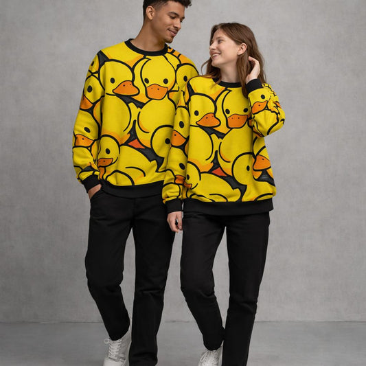 Duck Deluge | Sweatshirt | Yellow on Black — design detail