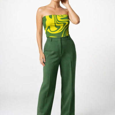 Electric Lime Swirl | Tube Top | Abstract Graphic — front view