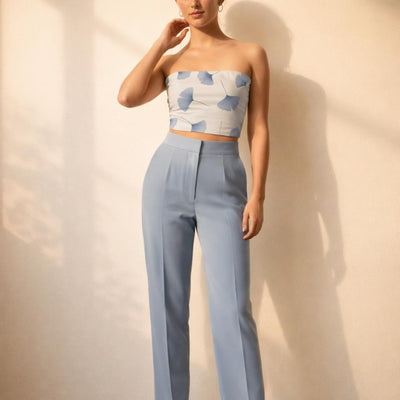 Ginkgo Bloom | Tube Top | Soft Blue Botanical — front view