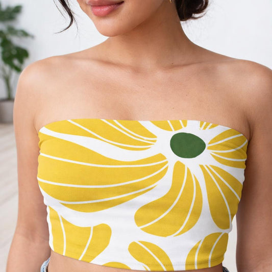 Golden Bloom | Tube Top | Yellow Floral — design detail