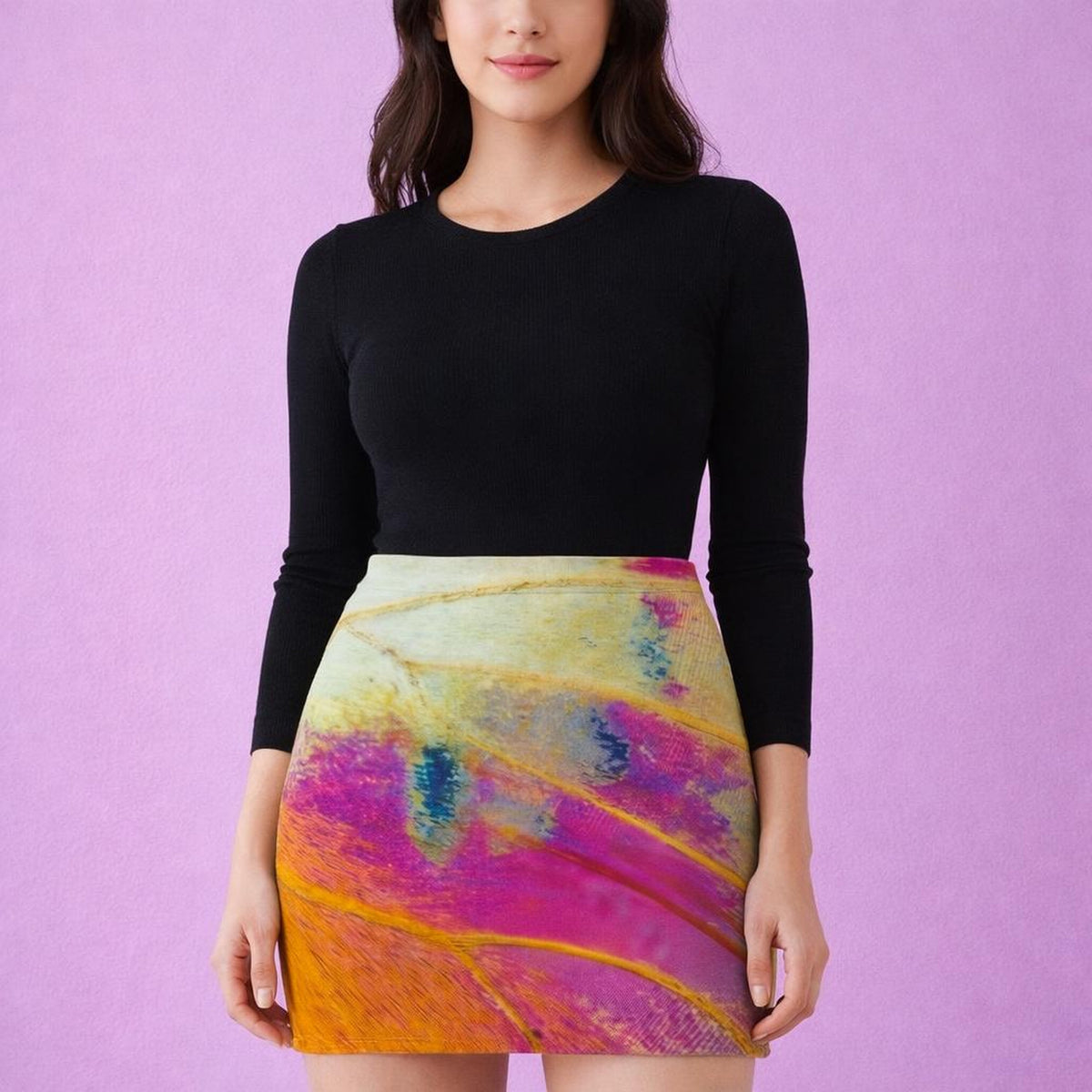 Sunflare Bloom | Mini Skirt | Wave Print · front view