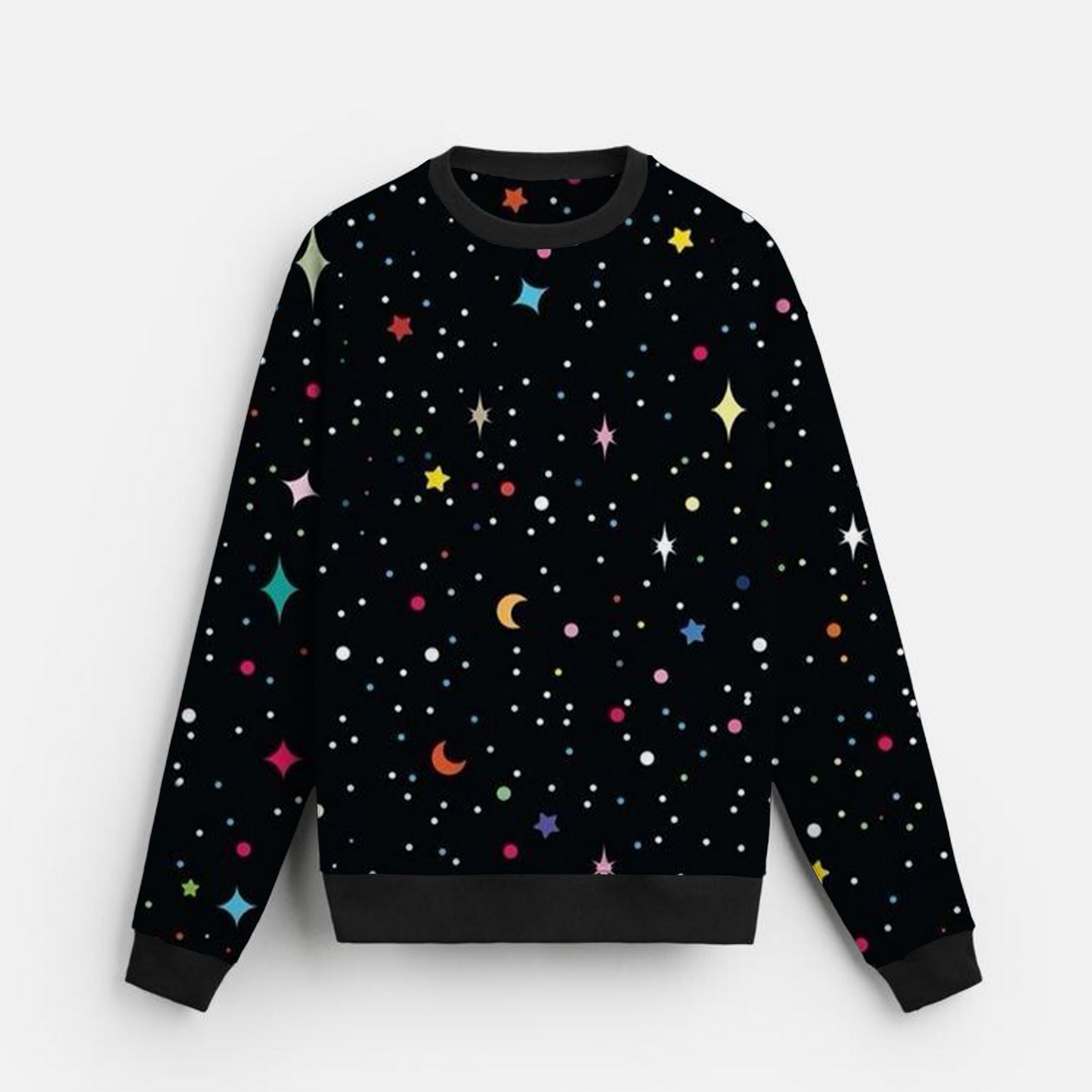 Starry Whimsy | Night Sky | Cosmic Play | Black Sweatshirt