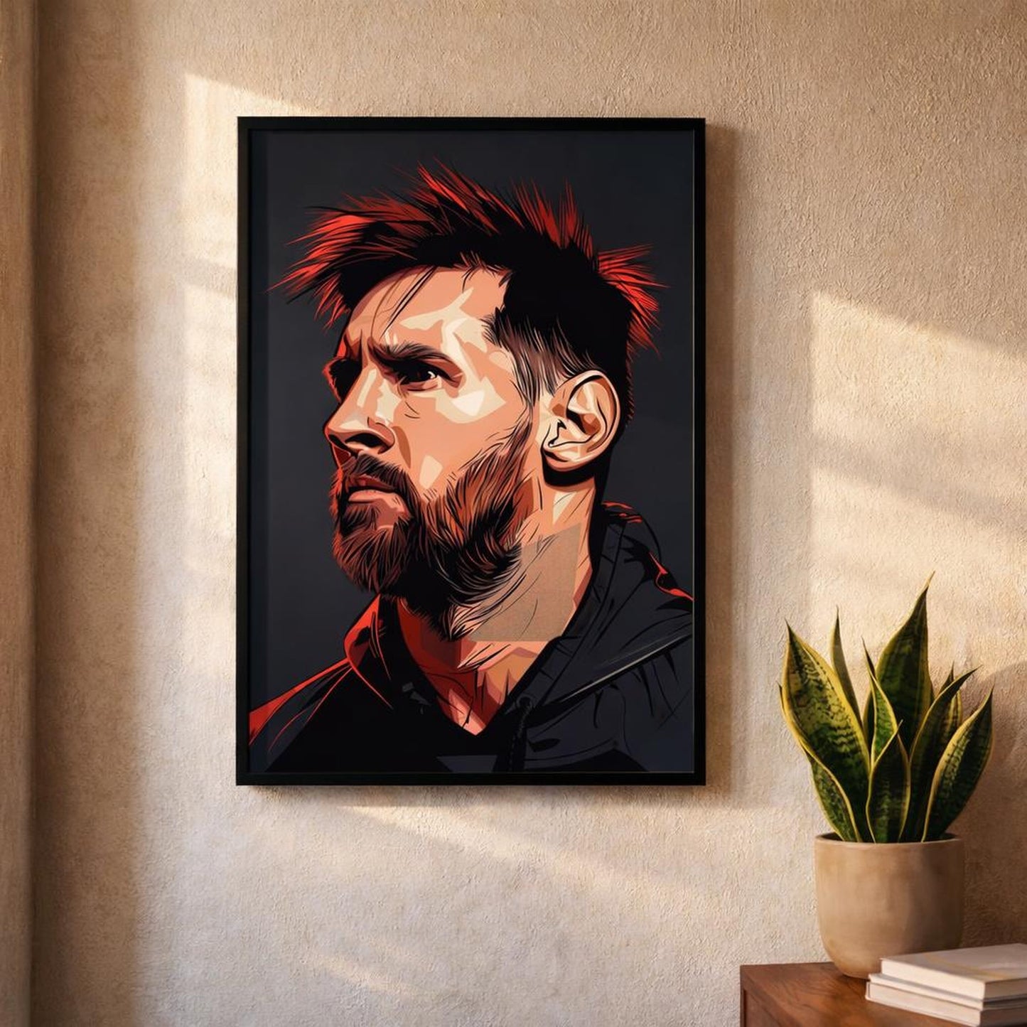 Messi GOAT | Portrait Poster | Spiky Red Highlights · design detail