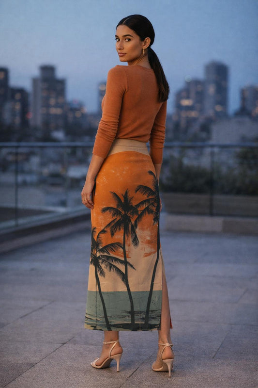 Printed Pencil Skirt | Midi Skirt | Side Slit