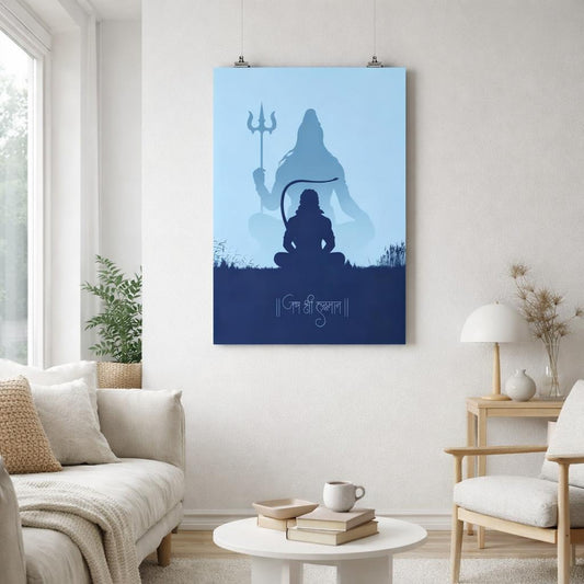Shiva Meditation | A3 Poster | Light Blue Minimalist · front view