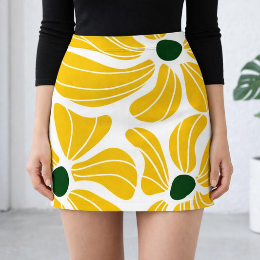 Golden Bloom | Mini Skirt | Floral Graphic — design detail