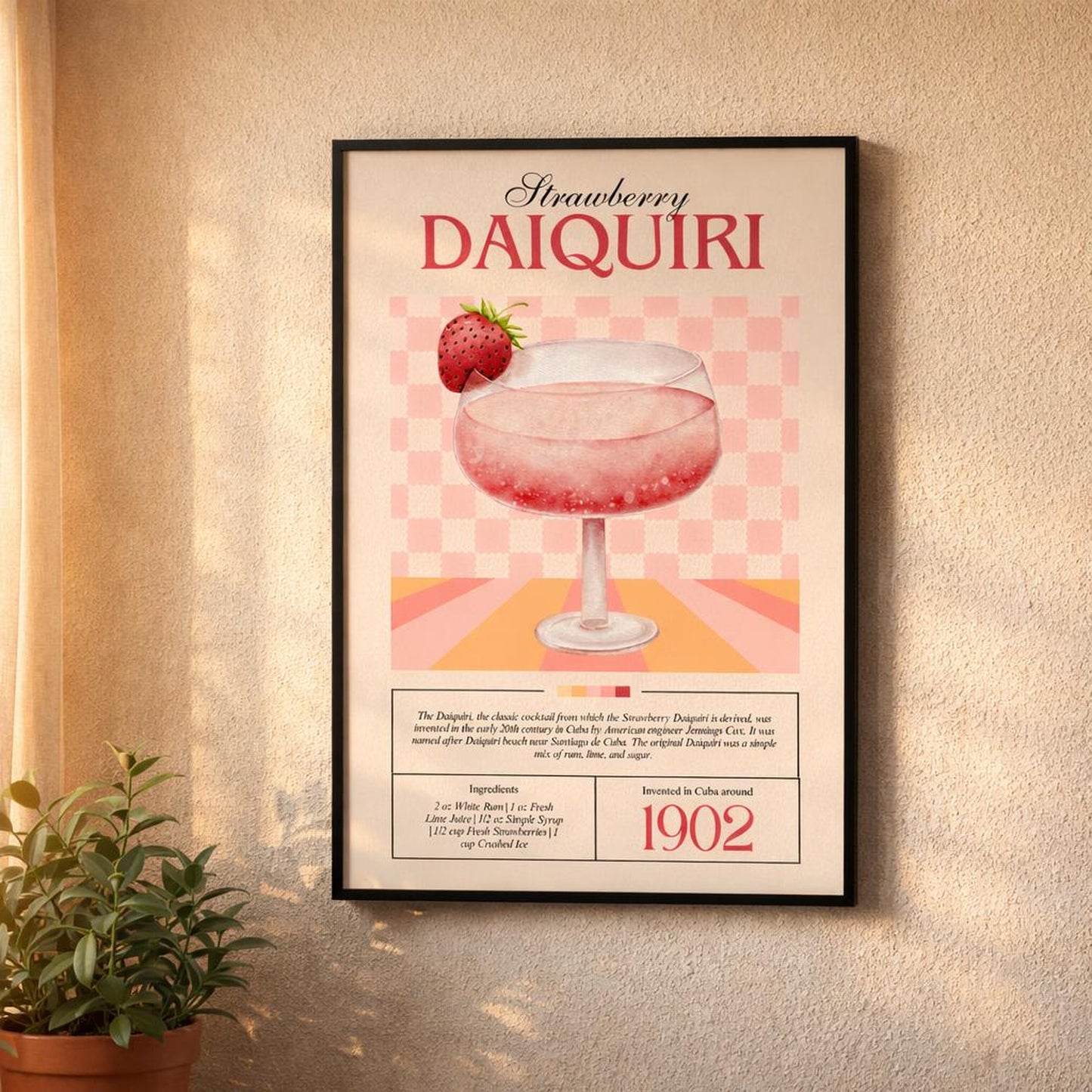 Strawberry Daiquiri | Recipe Poster | A3 Art Print — design detail