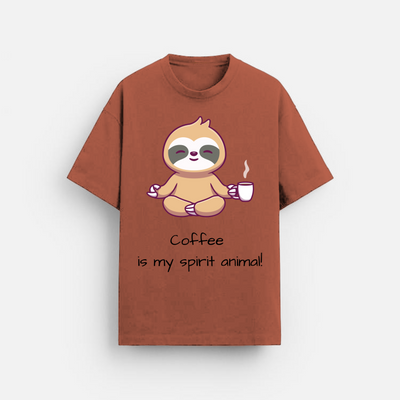 Coffee Spirit Animal | Oversized T-Shirt | Sloth Graphic