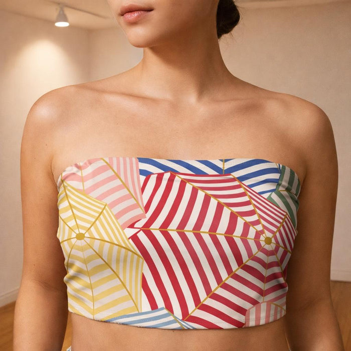 Candy Stripe Canopy | Tube Top | Multicolor Umbrella Print — design detail
