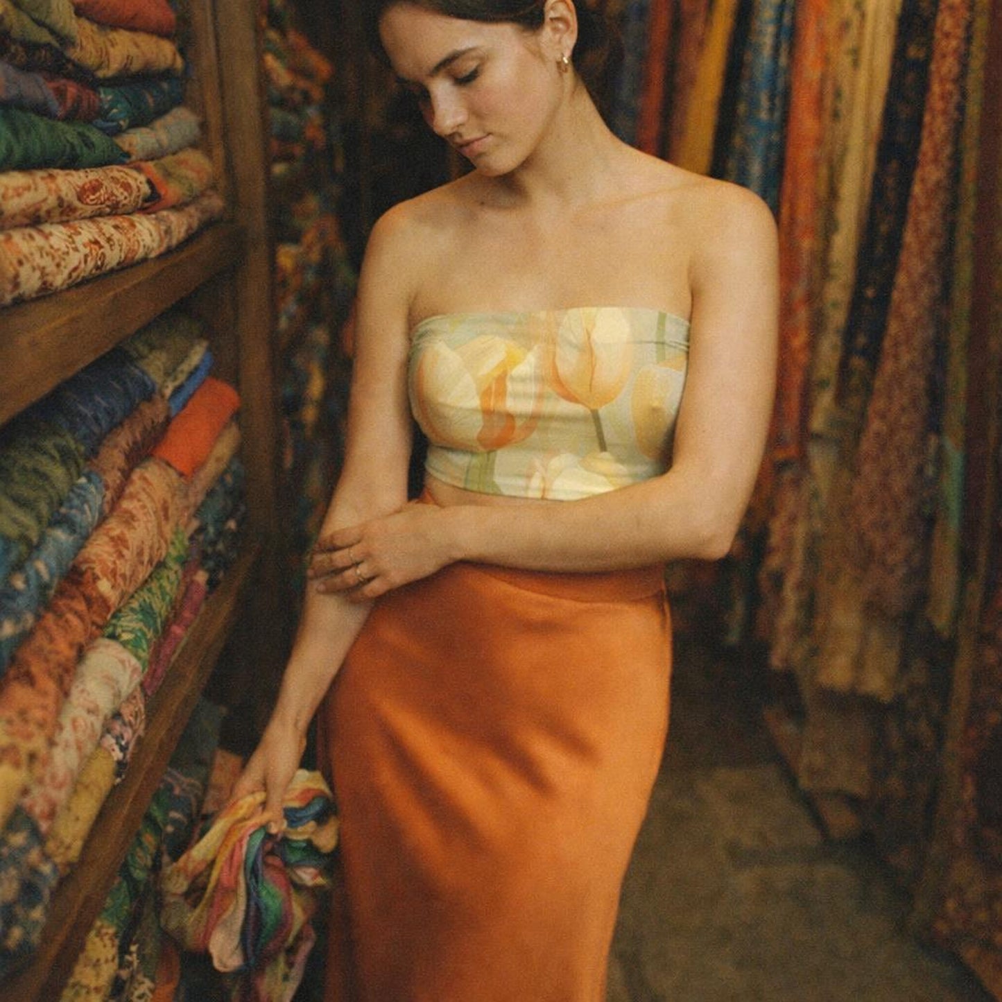 Blush Tulip Dream | Tube Top | Soft Floral — lifestyle