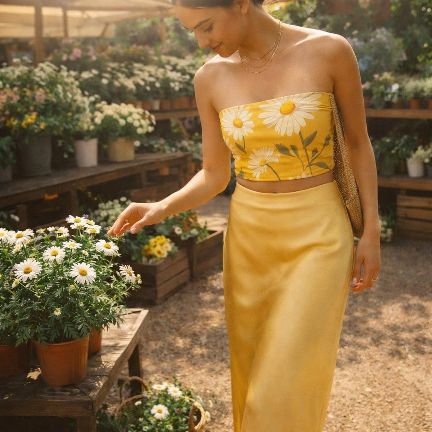 Golden Daisy Glow | Tube Top | Yellow & White — lifestyle