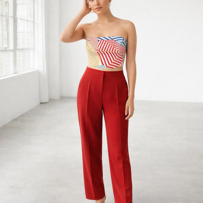 Candy Stripe Canopy | Tube Top | Multicolor Umbrella Print — front view