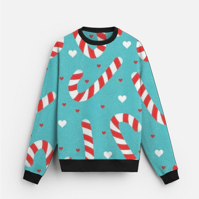 Candy Cane Crush | Sweatshirt | Aqua & Red