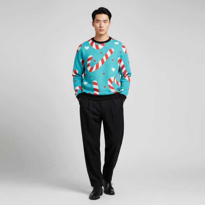 Candy Cane Crush | Sweatshirt | Aqua & Red