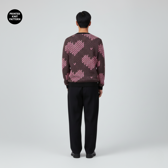 Heart Knit Pop | Sweatshirt | Pink Hearts on Black