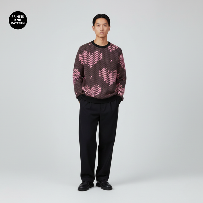 Heart Knit Pop | Sweatshirt | Pink Hearts on Black