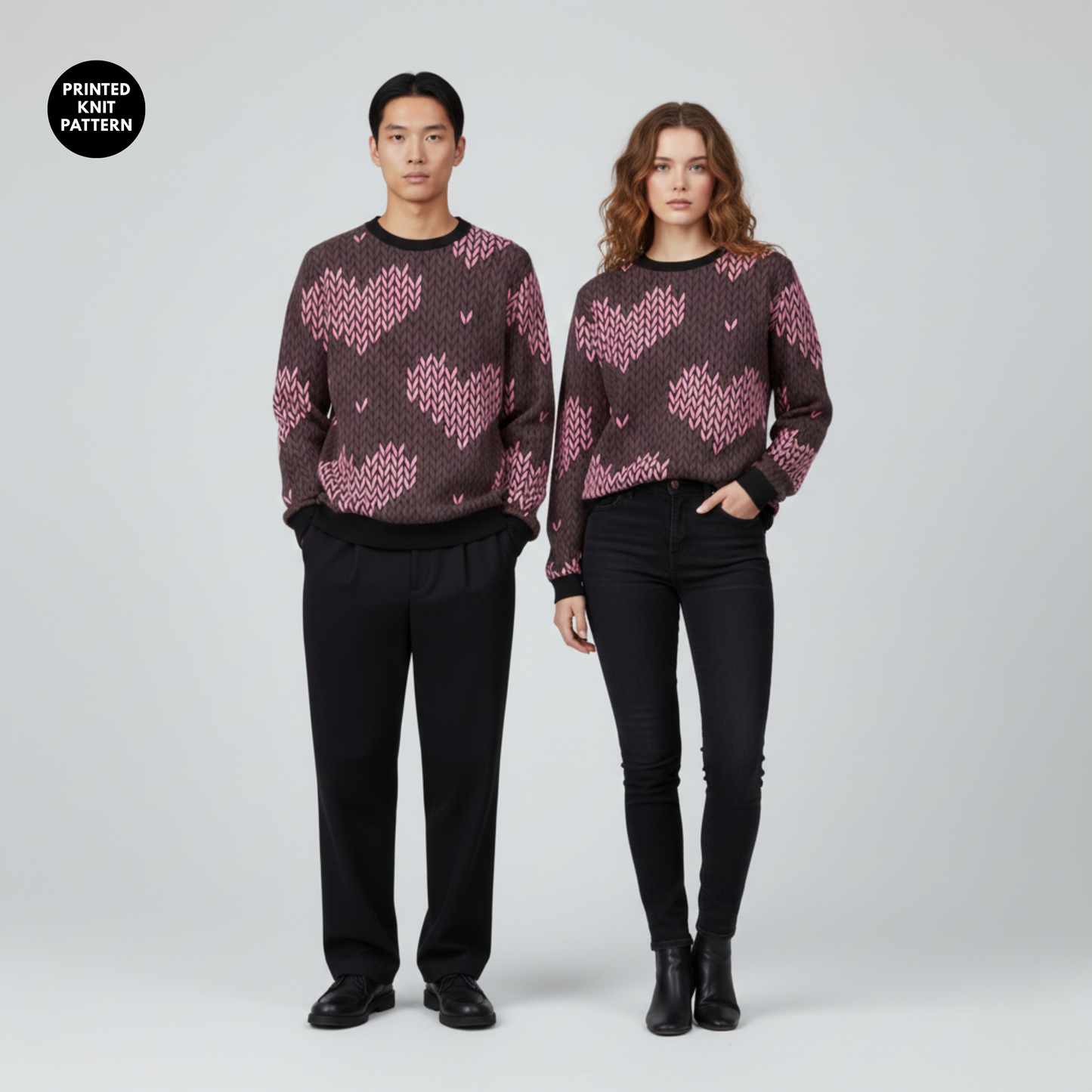 Heart Knit Pop | Cozy Love Print | Winter Mood | Unisex Sweatshirt