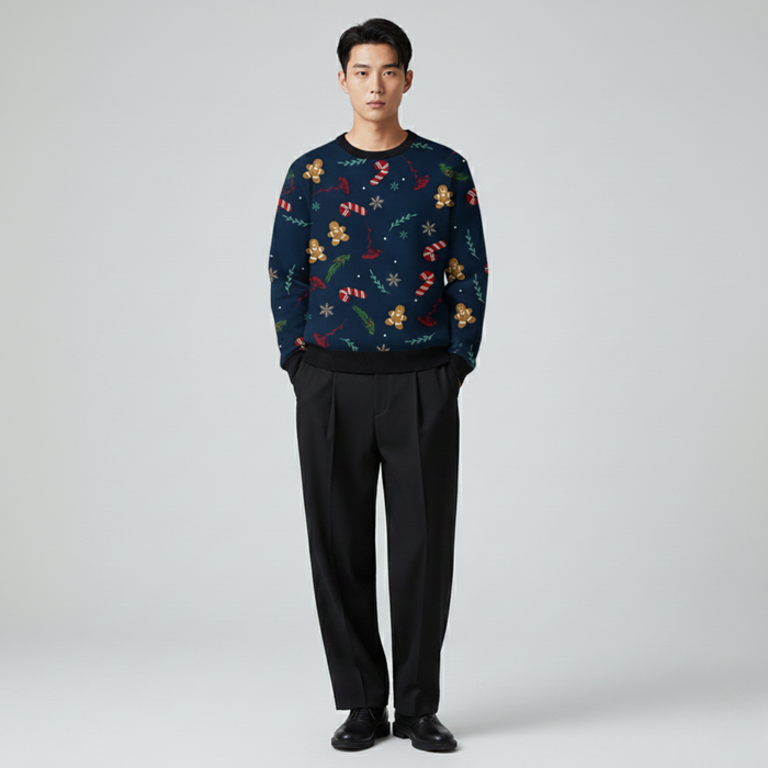 Holiday Sprinkle | Sweatshirt | Navy with Red, Green & Gold