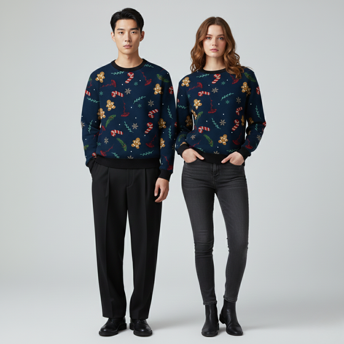 Holiday Sprinkle | Sweatshirt | Navy with Red, Green & Gold