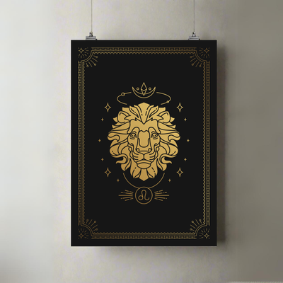 Leo | A3 Poster | Gold Lion Crown
