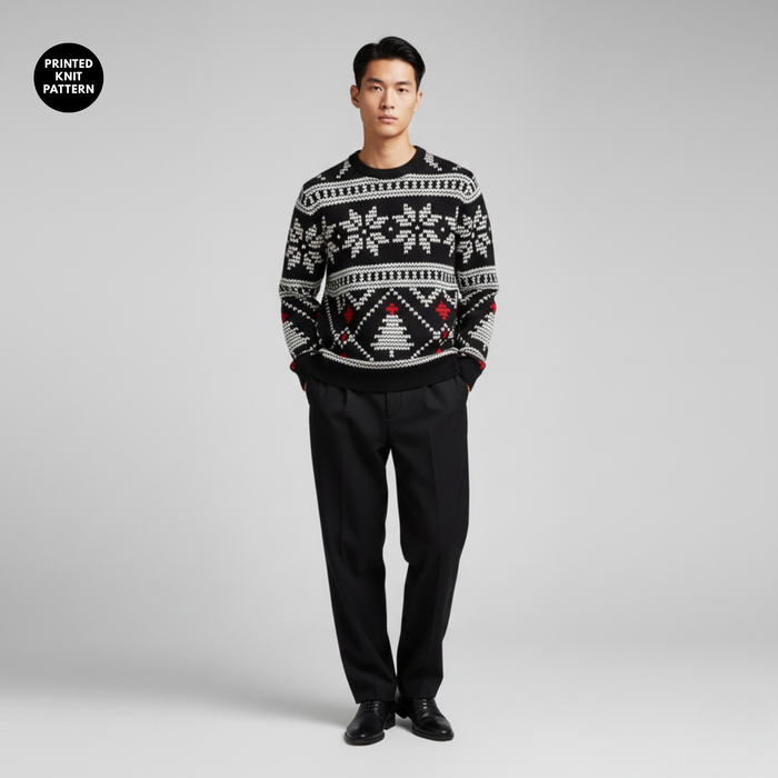 Midnight Festive | Sweatshirt | Black Red Geometric