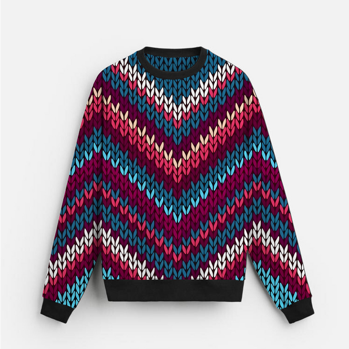 Neon Knit Pulse | Sweatshirt | Berry Blue Zigzag