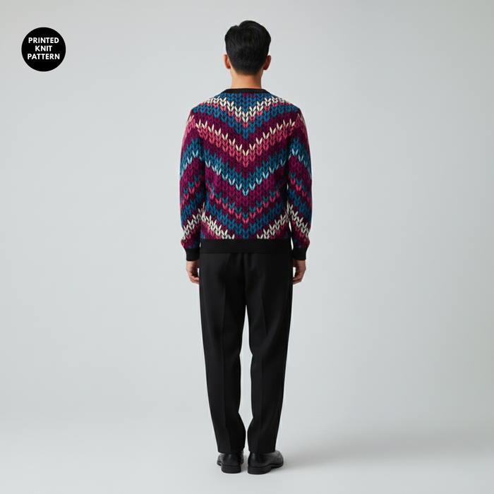 Neon Knit Pulse | Sweatshirt | Berry Blue Zigzag