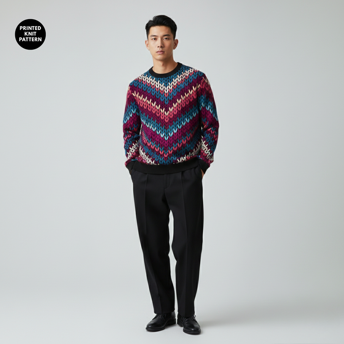 Neon Knit Pulse | Sweatshirt | Berry Blue Zigzag