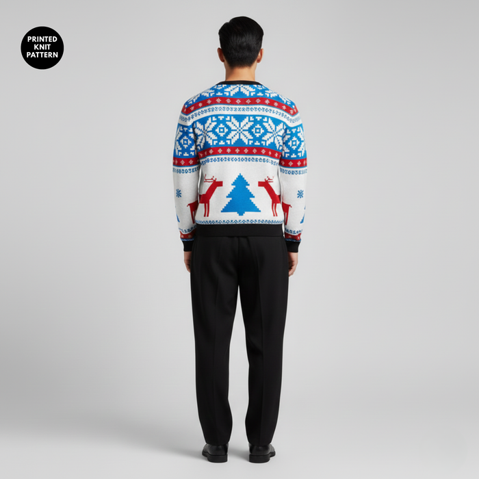 Festive Geometry | Sweatshirt | Red Blue Fair Isle