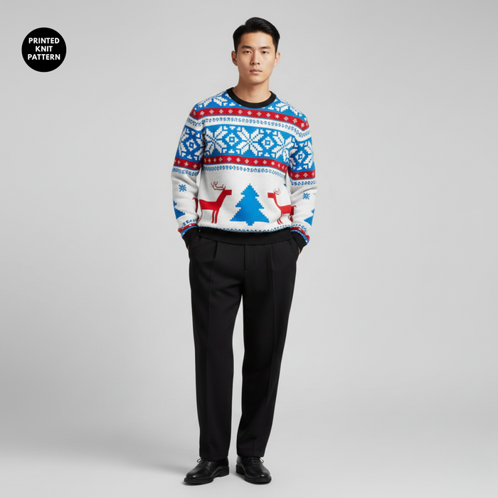 Festive Geometry | Sweatshirt | Red Blue Fair Isle