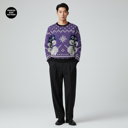 Snowman Knit Fun | Winter Cheer | Purple Pop | Unisex Sweatshirt