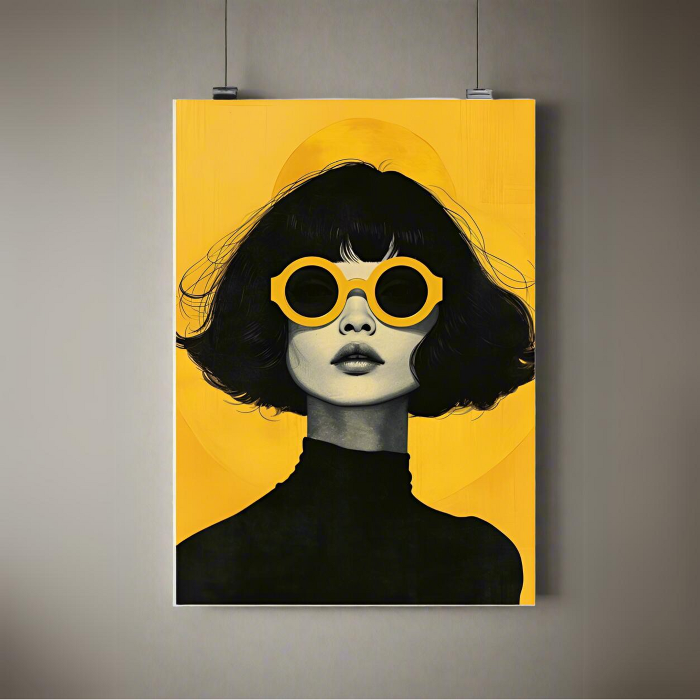 Women in Yellow Sunglasses | Premium A3 Posters