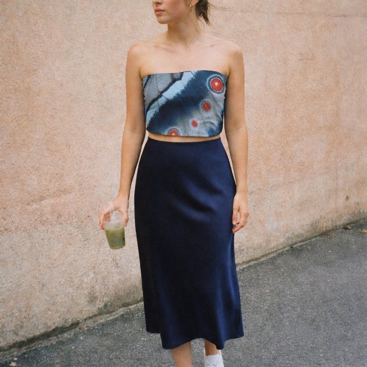 Crimson Wing | Tube Top | Abstract Circles — lifestyle