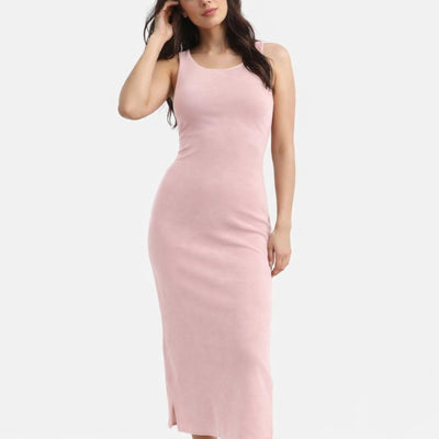 Contemplation Pink | Bodycon Dress | Halter Neck & Side Slit · front view