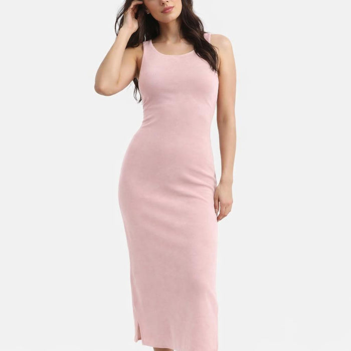 Contemplation Pink | Bodycon Dress | Halter Neck & Side Slit · front view