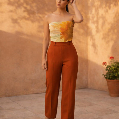 Amber Bloom | Tube Top | Abstract Floral — front view