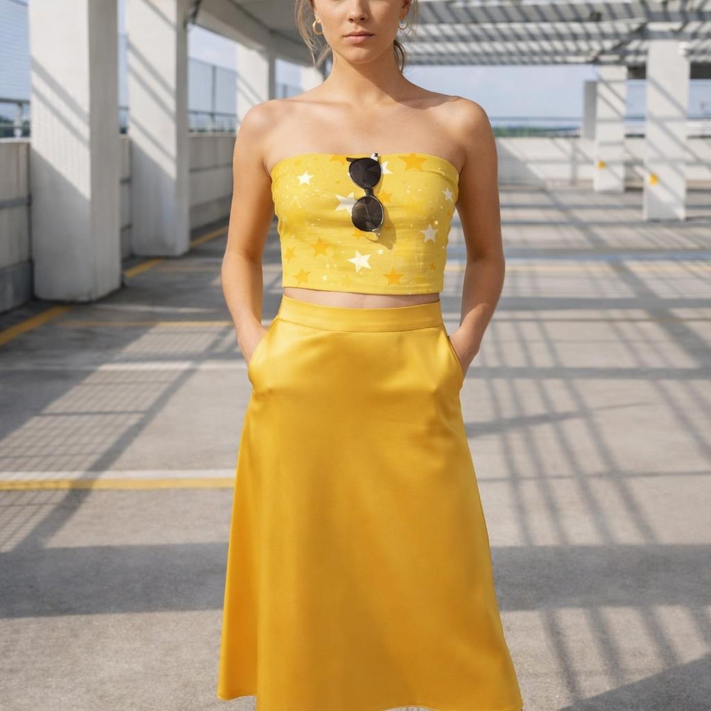 Golden Stardust | Tube Top | Yellow & White Stars · lifestyle