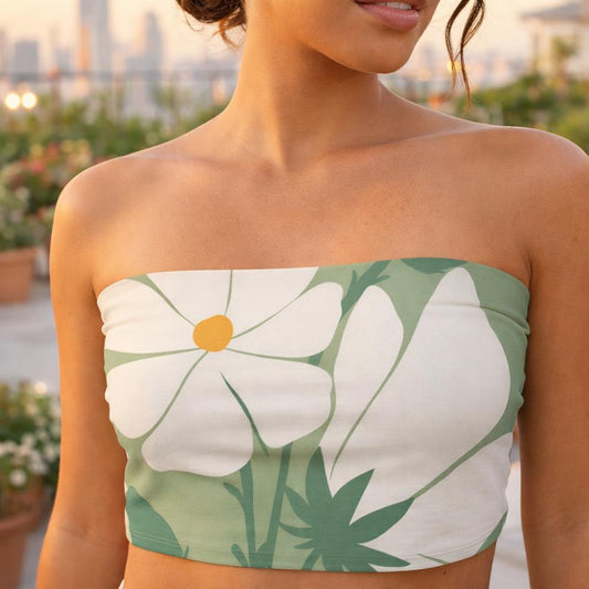 Bloom Calm | Tube Top | White Floral — design detail