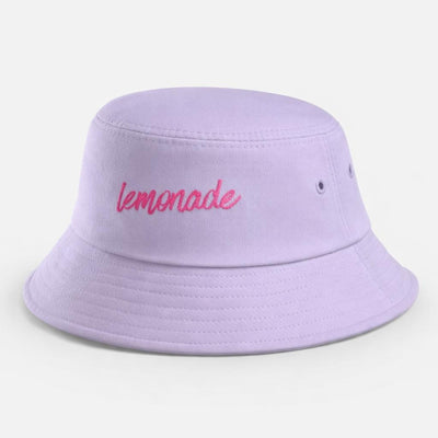 Lemonade Dream | Bucket Hat | Embroidered Pink Cursive · front view