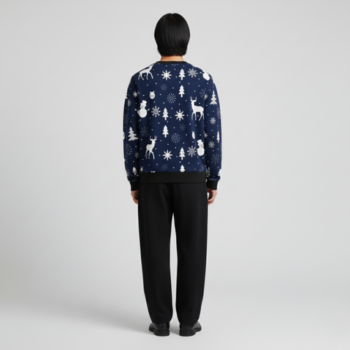 Winter Icons | Sweatshirt | Navy with White Festive Print