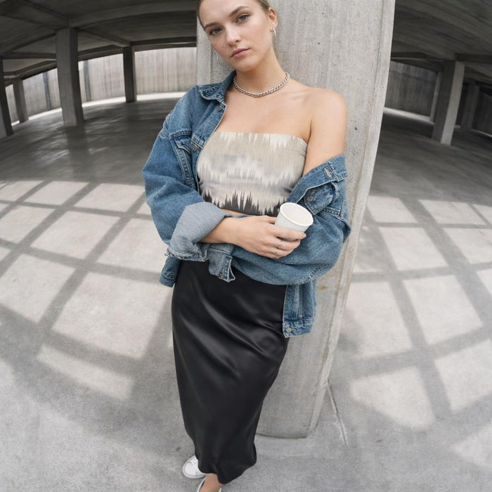 Zigzag Monochrome | Tube Top | Black & White Grid — lifestyle