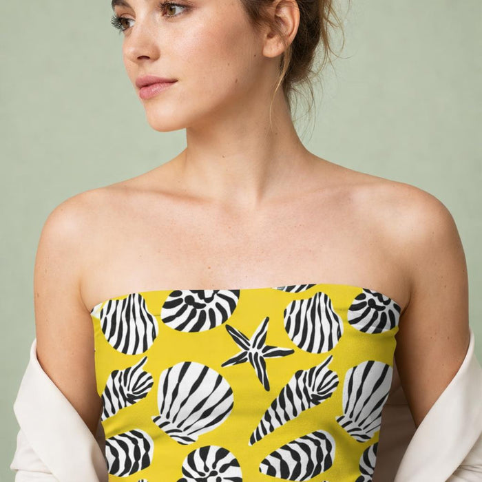 Zesty Tide | Tube Top | Zebra Shell Print · front view