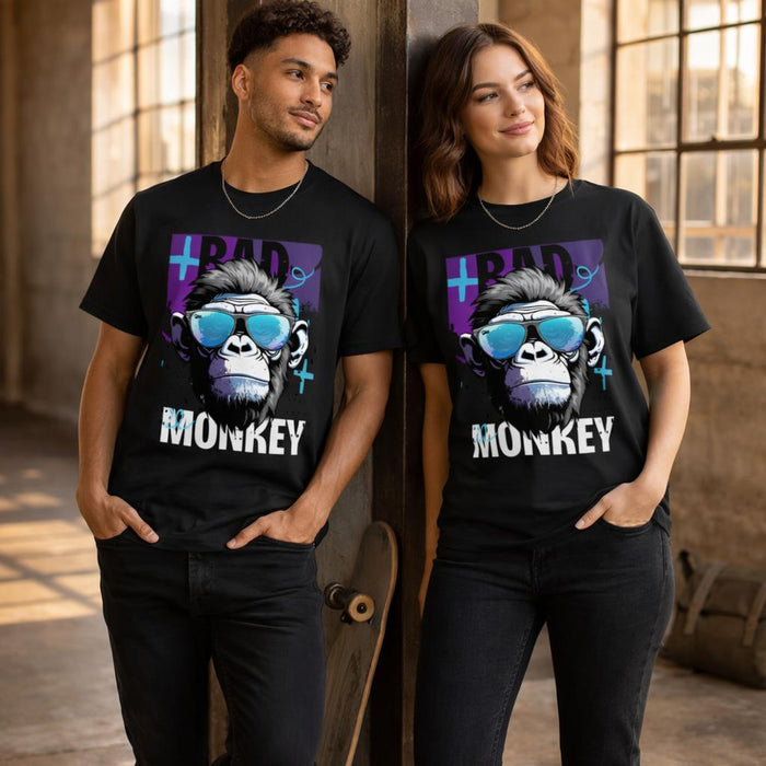 Bad Monkey Crew | Tee | Black · on a man and a woman