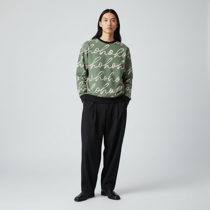 Ho Ho Ho | Sweatshirt | Sage Green & White