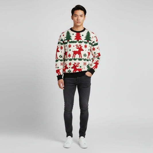 NordicCheer | WinterRitual | FestiveForm | Red Sweatshirt