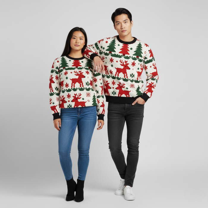 Cozy Mode Christmas | Sweatshirt | Red & Green Trees