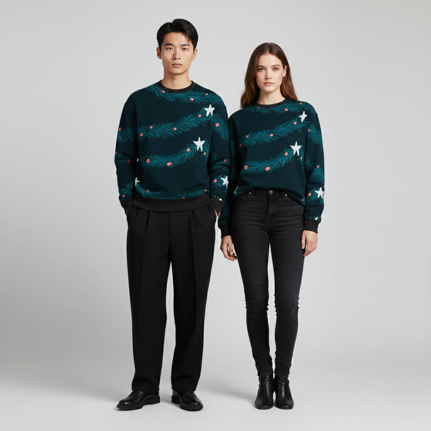 Evergreen Branches | Winter Green | Festive Style | Teal Green Sweatshirt