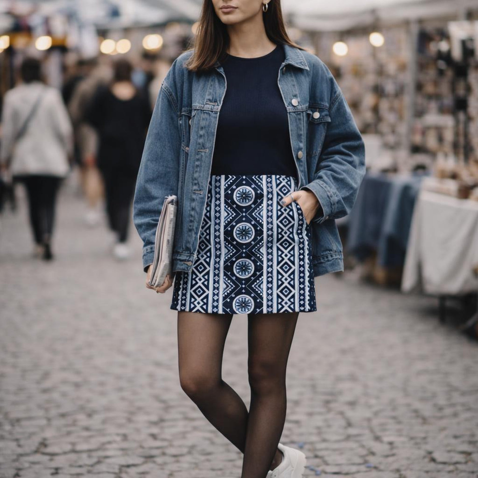 Indigo Lines | Mini Skirt | Geometric Stripe · lifestyle