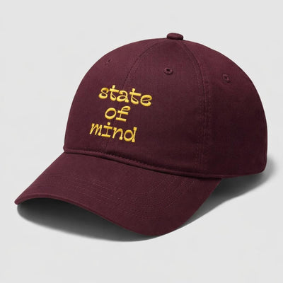 State of Mind | Baseball Cap | Maroon & Yellow Embroidered · front view