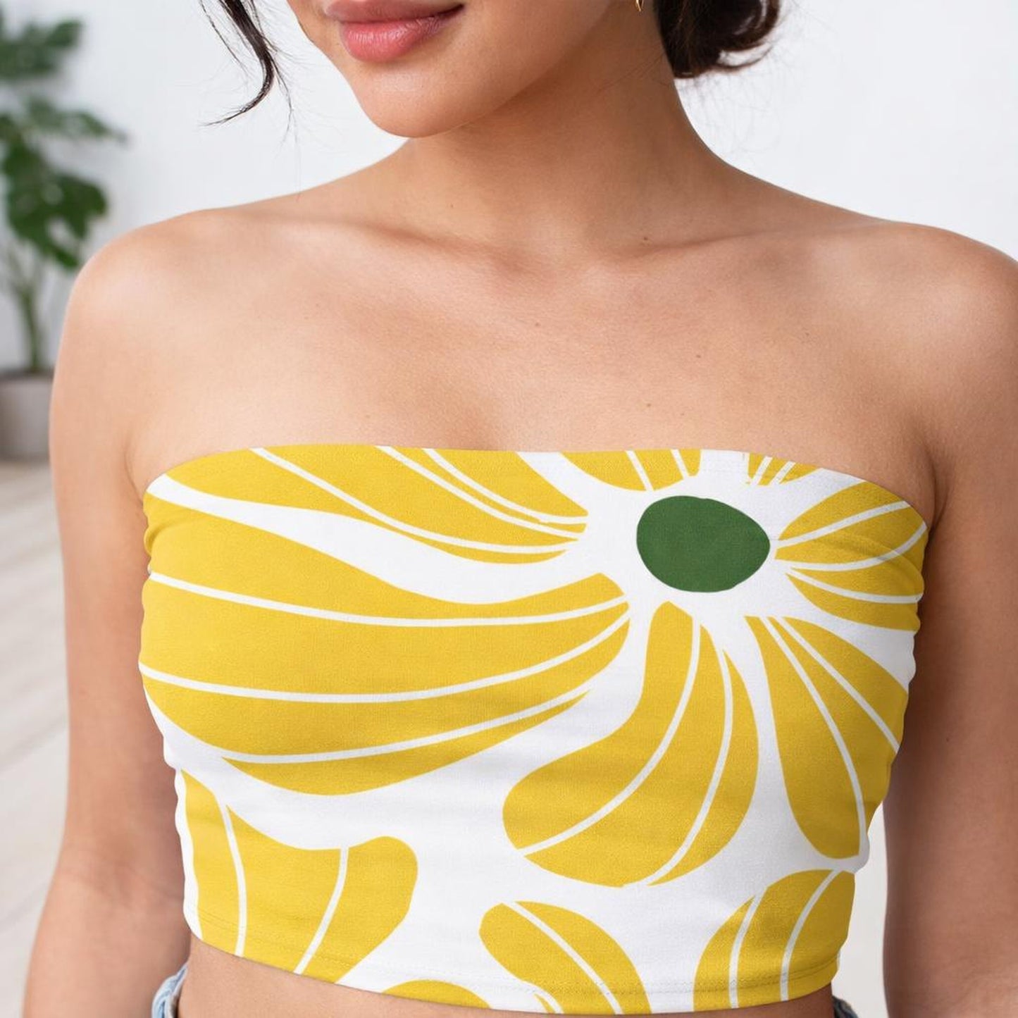 Golden Bloom | Tube Top | Yellow Floral — design detail